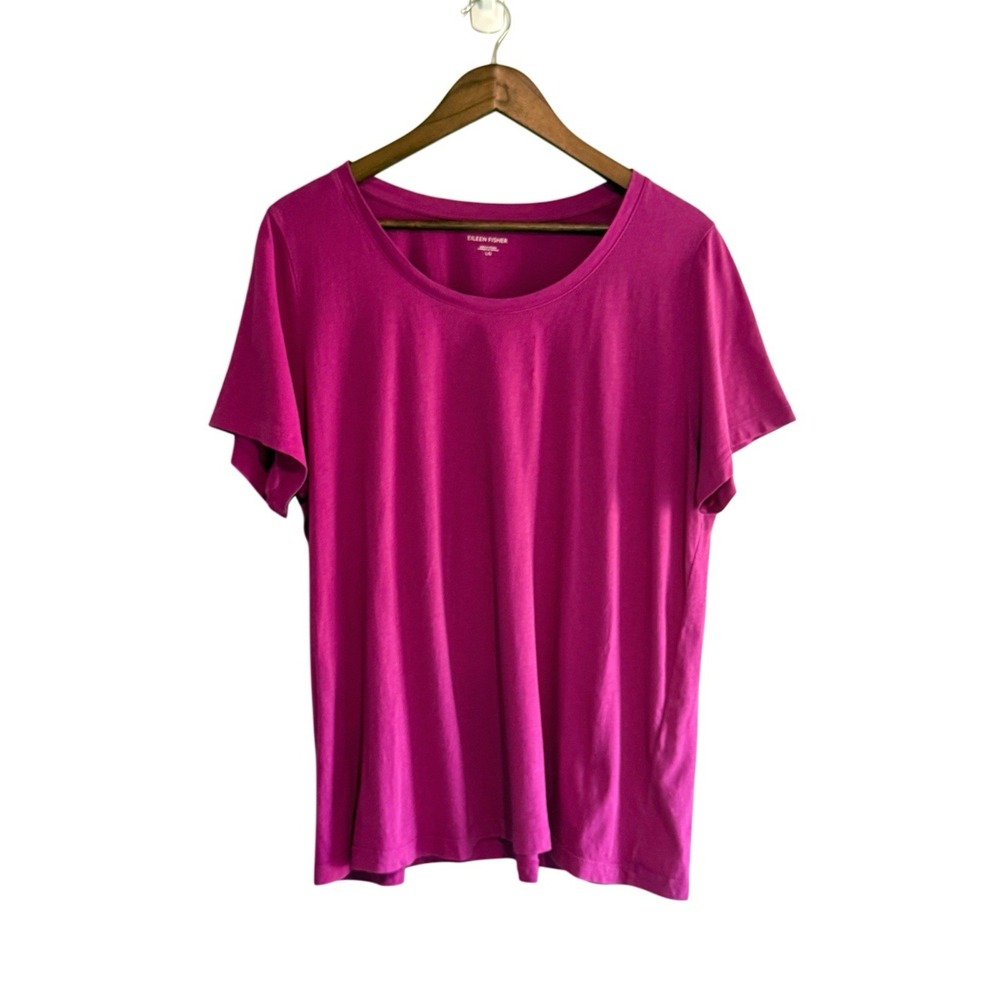 Eileen Fisher Organic Cotton Tee Shirt Knit Top Short Sleeve Round Neck Medium